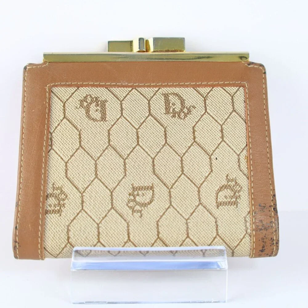 Vintage Christian Dior Honeycomb Brown Purse Wallet for Women